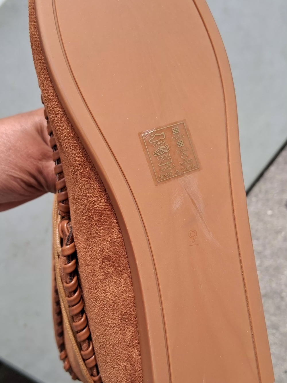 Brown Suede Fringe Moccasins with Pink & Blue Knit Accent - Picture 9 of 9